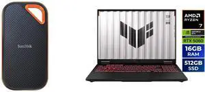 SanDisk 4TB Extreme PRO Portable SSD - Up to 2000MB/s - USB-C, USB 3.2 Gen 2x2, IP65 Water and Dust Resistance, Updated Firmware - External Solid State Drive - SDSSDE81-4T00-G25 ASUS TUF Gaming A16 - 16" GeForce RTX 5060 Laptop GPU - AMD Ry