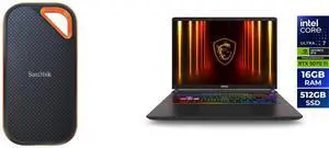 SanDisk 4TB Extreme PRO Portable SSD - Up to 2000MB/s - USB-C, USB 3.2 Gen 2x2, IP65 Water and Dust Resistance, Updated Firmware - External Solid State Drive - SDSSDE81-4T00-G25 MSI Vector - 16" GeForce RTX 5070 Ti Laptop GPU - Intel Core U