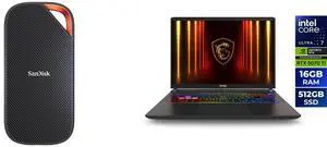 SanDisk Extreme PRO with USB4, 4TB, 40Gbps, up to 3800 MB/s read speed and up to 3700MB/s write speed MSI Vector - 16" GeForce RTX 5070 Ti Laptop GPU - Intel Core Ultra 7 255HX - 16GB Memory - 512 GB SSD - Windows 11 Home Gaming Laptop - 14