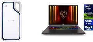 SanDisk 1TB Extreme Portable SSD, Officially Licensed for PlayStation 5 Console and PC, up to 1000MB/s, USB-C, USB 3.2 Gen 2, Drop Protection External Solid State Drive SDSSDE62P-1T00-G25 MSI Vector - 16" GeForce RTX 5070 Ti Laptop GPU - In