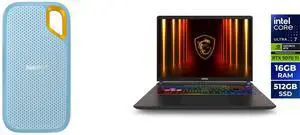 SanDisk 2TB Extreme Portable SSD - Up to 1050MB/s - USB-C, USB 3.2 Gen 2 - External Solid State Drive - SDSSDE61-2T00-G25B MSI Vector - 16" GeForce RTX 5070 Ti Laptop GPU - Intel Core Ultra 7 255HX - 16GB Memory - 512 GB SSD - Windows 11 Ho