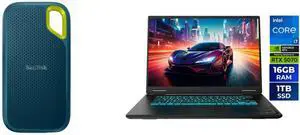 SanDisk 2TB Extreme Portable SSD - Up to 1050MB/s - USB-C, USB 3.2 Gen 2 - External Solid State Drive - SDSSDE61-2T00-G25M GIGABYTE GAMING A16 Gaming Laptop - 165Hz 1920x1200 WUXGA - NVIDIA GeForce RTX 5070 - Intel i7-13620H - 1TB SSD with