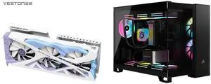 Yeston Sakura Nvidia GeForce RTX 5070 Graphics Card GDDR7 12G 192bit Gaming GPU PCI-Express 5.0 video cards Desktop computer PC video gaming graphics card CORSAIR iCUE LINK 2500X RGB Micro ATX Dual Chamber PC Case – Two Tempered Glass Panel