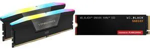 CORSAIR Vengeance RGB Model CMH128GX5M2B6400C42 + WD_BLACK SN850X NVMe M.2 2280 4TB SSD - WDS400T2X0E
