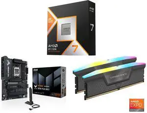 AMD Ryzen 7 9800X3D + ASUS TUF GAMING X870E-PLUS WIFI7 + CORSAIR Vengeance RGB 32GB (2 x 16GB) 288-Pin PC RAM DDR5 6000 COMBO $1,079 [Newegg]