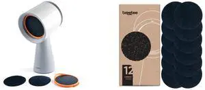 BREETEE Portable Range Hood Kitchen - Powerful 3-Speed Suction, Countertop Compact Ductless, 2x Core Filters, 2x Carbon Filters, Low Noise Kitchen Exhaust Fan, Oil Collection Cup,  [Off-white] and BREETEE Carbon Filters Set - 12 Pack Replacement Filters for Breetee Portable Range Hoods - Efficient Odor Removal - 4,7 IN Circle Charcoal Filter for Range Hood Black 12 Pack