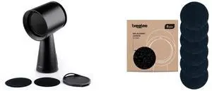 BREETEE Portable Range Hood Kitchen - Powerful 3-Speed Suction, Countertop Compact Ductless, 2x Core Filters, 2x Carbon Filters, Low Noise Kitchen Exhaust Fan, Oil Collection Cup,  [Black] and BREETEE Carbon Filters Set - 6 Pack Replacement Filters for Breetee Portable Range Hoods - Efficient Odor Removal - 4,7 IN Circle Charcoal Filter for Range Hood Black