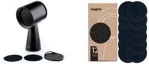 BREETEE Portable Range Hood Kitchen - Powerful 3-Speed Suction, Countertop Compact Ductless, 2x Core Filters, 2x Carbon Filters, Low Noise Kitchen Exhaust Fan, Oil Collection Cup,  [Black] and BREETEE Carbon Filters Set - 12 Pack Replacement Filters for Breetee Portable Range Hoods - Efficient Odor Removal - 4,7 IN Circle Charcoal Filter for Range Hood Black 12 Pack