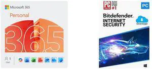 Microsoft 365 Personal | 12-Month Subscription, 1 person | Word, Excel, PowerPoint | 1TB OneDrive cloud storage | PC/Mac Instant Download Bitdefender Internet Security 2026 - 1PC / 1 Year - Download