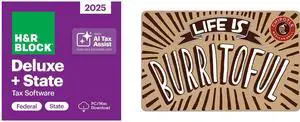 H&R Block Tax Software Deluxe + State 2025 PC/Mac [Download] Bundle Purchase Only Chipotle $10 Gift Card (Email Delivery)