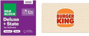 H&R Block Tax Software Deluxe + State 2025 PC/Mac [Download] Bundle Purchase Only Burger King $10 Gift Card (Email Delivery)