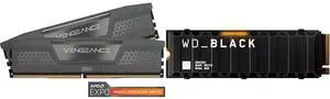 CORSAIR Vengeance 96GB (2 x 48GB) 288-Pin PC RAM DDR5 6000 (PC5 48000) Desktop Memory Model CMK96GX5M2E6000Z36 WD_BLACK 4TB SN850X NVMe Internal Gaming SSD Solid State Drive with Heatsink - Works with Playstation 5, Gen4 PCIe, M.2 2280, Up