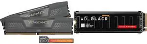 CORSAIR Vengeance 96GB (2 x 48GB) 288-Pin PC RAM DDR5 6000 (PC5 48000) Desktop Memory Model CMK96GX5M2E6000Z36 WD_BLACK SN8100 NVMe SSD - 4TB, With Heatsink, M.2 2280 PCI-Express 5.0 x4 Internal Solid State Drive (SSD) WDS400T1XHM-00CMT0