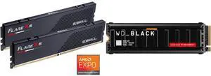 G.SKILL Flare X5 128GB (2 x 64GB) 288-Pin PC RAM DDR5 6000 (PC5 48000) Desktop Memory Model F5-6000J3444F64GX2-FX5 WD_BLACK SN8100 NVMe SSD - 4TB, With Heatsink, M.2 2280 PCI-Express 5.0 x4 Internal Solid State Drive (SSD) WDS400T1XHM-00CMT G.SKILL Flare X5 128GB (2 x 64GB) 288-Pin PC RAM DDR5 6000 (PC5 48000) Desktop Memory Model F5-6000J3444F64GX2-FX5 WD_BLACK SN8100 NVMe SSD - 4TB, With Heatsink, M.2 2280 PCI-Express 5.0 x4 Internal Solid State Drive (SSD) WDS400T1XHM-00CMT