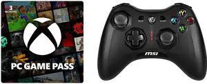 PC Game Pass (100+ PC Games All You Can Play) 3 Month US Region [Digital Code] MSI Force GC30V2 Wireless Gaming Controller, Dual Vibration Motors, Dual Connection Modes, Interchangeable D-Pads, Compatible with PC & Android