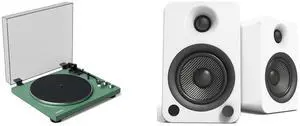 Kanto OBI3 Belt Drive Turntable w/Bluetooth 5.3 & Preamp | Pitch Control | AT3600L Cartridge | Aluminum Platter | Matte Green and Kanto YU4 Powered Bookshelf Speakers with Built-In Bluetooth - Pair (Matte White) Kanto OBI3 Belt Drive Turntable w/Bluetooth 5.3 & Preamp | Pitch Control | AT3600L Cartridge | Aluminum Platter | Matte Green and Kanto YU4 Powered Bookshelf Speakers with Built-In Bluetooth - Pair (Matte White)
