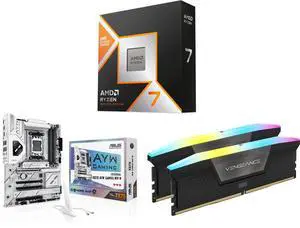 AMD Ryzen 7 9800X3D - Ryzen 7 9000 Series Zen 5 8-Core 5.2 GHz - Socket AM5 120W - AMD Radeon Graphics Desktop Processor - 100-100001084WOF ASUS X870 AYW GAMING WIFI W AMD X870 AM5 ATX motherboard, 12+2+1 80A DrMOS power stages, DDR5, PCIe