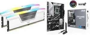 CORSAIR Vengeance RGB 32GB (2 x 16GB) 288-Pin PC RAM DDR5 6000 (PC5 48000) Desktop Memory Model CMH32GX5M2E6000C36W ASUS Z790 GAMING WIFI7 (LGA 1700) ATX motherboard with PCIe 5.0, three M.2 slots, 14+1 DrMOS, DDR5, WIFI 7, Realtek 1Gb LAN,