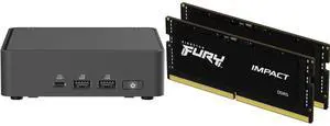 ASUS NUC 15 Pro RNUC15CRKU50000U Black Barebone System w/ Intel Ultra 5 225H CPU, Integrated - Intel Arc 130T Graphics ,US cord, Single Unit - Memory and Storage Sold Separately Kingston FURY Impact 32GB (2 x 16GB) 262-Pin DDR5 SO-DIMM DDR5