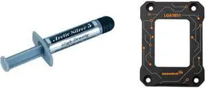 Arctic Silver 5 High-Density Polysynthetic Silver Thermal Compound AS5-3.5G and AAAwave LGA1851 CPU Contact Frame, Anti-Bending Fixing Bracket for Intel 15th Gen & Core Ultra Series 200 CPUs, Optimized Contact Pressure, Easy Installation, All Aluminum Alloy Frame (Black) Arctic Silver 5 High-Density Polysynthetic Silver Thermal Compound AS5-3.5G and AAAwave LGA1851 CPU Contact Frame, Anti-Bending Fixing Bracket for Intel 15th Gen & Core Ultra Series 200 CPUs, Optimized Contact Pressure, Easy Installation, All Aluminum Alloy Frame (Black)