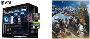VTG Vantaq Gaming PC Desktop AMD Ryzen7 9800X3D ,Geforce RTX5080, 2TB NVME SSD, 32GB DDR5 RAM , 850W GOLD PSU , 360MM AIO liquid cooler,Windows 11 Home, WIFI 6, Prebuilt Gaming Pc New computer Monster Hunter Wilds - PC [Steam Online Game VTG Vantaq Gaming PC Desktop AMD Ryzen7 9800X3D ,Geforce RTX5080, 2TB NVME SSD, 32GB DDR5 RAM , 850W GOLD PSU , 360MM AIO liquid cooler,Windows 11 Home, WIFI 6, Prebuilt Gaming Pc New computer Monster Hunter Wilds - PC [Steam Online Game