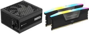 CORSAIR RMx Series RM850x ATX Power Supply - Fully Modular - ATX 3.1 - PCIe 5.1 - Cybenetics Gold - Low-Noise - Japanese Capacitors - 850 Watts CORSAIR Vengeance RGB 32GB (2 x 16GB) 288-Pin PC RAM DDR5 6000 (PC5 48000) Desktop Memory Model CORSAIR RMx Series RM850x ATX Power Supply - Fully Modular - ATX 3.1 - PCIe 5.1 - Cybenetics Gold - Low-Noise - Japanese Capacitors - 850 Watts CORSAIR Vengeance RGB 32GB (2 x 16GB) 288-Pin PC RAM DDR5 6000 (PC5 48000) Desktop Memory Model