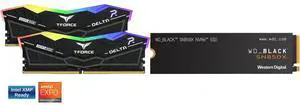 Team Group 16GB (2 x 8GB) 288-Pin PC RAM DDR5 6000 (PC5 48000) Memory Model FF3D516G6000HC38ADC01 WD_BLACK 1TB SN850X NVMe Internal Gaming SSD Solid State Drive - Gen4 PCIe, M.2 2280, Up to 7,300 MB/s - WDS100T2X0E Team Group 16GB (2 x 8GB) 288-Pin PC RAM DDR5 6000 (PC5 48000) Memory Model FF3D516G6000HC38ADC01 WD_BLACK 1TB SN850X NVMe Internal Gaming SSD Solid State Drive - Gen4 PCIe, M.2 2280, Up to 7,300 MB/s - WDS100T2X0E