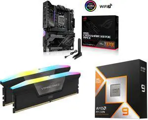 Motherboard Memory CPU Combo - ASUS ROG CROSSHAIR X870E APEX Bundle with Corsair CMH32GX5M2N6400C36 and AMD Ryzen 9 9950X3D Motherboard Memory CPU Combo - ASUS ROG CROSSHAIR X870E APEX Bundle with Corsair CMH32GX5M2N6400C36 and AMD Ryzen 9 9950X3D