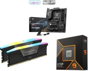 Motherboard Memory CPU Combo - MSI X870 GAMING PLUS WIFI Bundle with Corsair CMH32GX5M2N6400C36 and AMD Ryzen 9 9900X Motherboard Memory CPU Combo - MSI X870 GAMING PLUS WIFI Bundle with Corsair CMH32GX5M2N6400C36 and AMD Ryzen 9 9900X