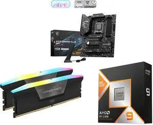 Motherboard Memory CPU Combo - MSI X870 GAMING PLUS WIFI Bundle with Corsair CMH32GX5M2N6400C36 and AMD Ryzen 9 9900X3D Motherboard Memory CPU Combo - MSI X870 GAMING PLUS WIFI Bundle with Corsair CMH32GX5M2N6400C36 and AMD Ryzen 9 9900X3D