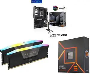 Motherboard Memory CPU Combo - ASUS TUF GAMING X870-PLUS WIFI Bundle with Corsair CMH32GX5M2E6000C36 and AMD Ryzen 5 7600X Motherboard Memory CPU Combo - ASUS TUF GAMING X870-PLUS WIFI Bundle with Corsair CMH32GX5M2E6000C36 and AMD Ryzen 5 7600X
