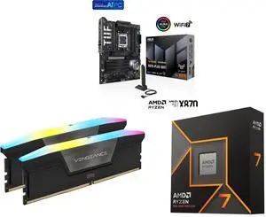 Motherboard Memory CPU Combo - ASUS TUF GAMING X870-PLUS WIFI Bundle with Corsair CMH32GX5M2E6000C36 and AMD Ryzen 7 9700X Motherboard Memory CPU Combo - ASUS TUF GAMING X870-PLUS WIFI Bundle with Corsair CMH32GX5M2E6000C36 and AMD Ryzen 7 9700X