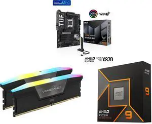 Motherboard Memory CPU Combo - ASUS TUF GAMING X870-PLUS WIFI Bundle with Corsair CMH32GX5M2E6000C36 and AMD Ryzen 9 9900X Motherboard Memory CPU Combo - ASUS TUF GAMING X870-PLUS WIFI Bundle with Corsair CMH32GX5M2E6000C36 and AMD Ryzen 9 9900X