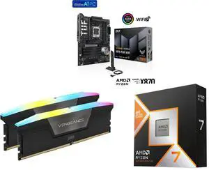 Motherboard Memory CPU Combo - ASUS TUF GAMING X870-PLUS WIFI Bundle with Corsair CMH32GX5M2E6000C36 and AMD Ryzen 7 9800X3D Motherboard Memory CPU Combo - ASUS TUF GAMING X870-PLUS WIFI Bundle with Corsair CMH32GX5M2E6000C36 and AMD Ryzen 7 9800X3D