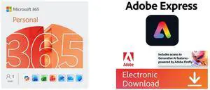 Microsoft 365 Personal | 12-Month Subscription, 1 person | Word, Excel, PowerPoint | 1TB OneDrive cloud storage | PC/Mac Instant Download Adobe Express Premium | 12 month subscription | Download | PC/Mac & Mobile Online Code Microsoft 365 Personal | 12-Month Subscription, 1 person | Word, Excel, PowerPoint | 1TB OneDrive cloud storage | PC/Mac Instant Download Adobe Express Premium | 12 month subscription | Download | PC/Mac & Mobile Online Code