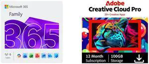 Microsoft 365 Family | 12-Month Subscription, Up to 6 People | Word, Excel, PowerPoint | 1TB OneDrive Cloud Storage | PC/MAC Instant Download Adobe Creative Cloud Pro | 20+ creative apps plus 100GB Storage | 12-Month Subscription | PC/Mac Microsoft 365 Family | 12-Month Subscription, Up to 6 People | Word, Excel, PowerPoint | 1TB OneDrive Cloud Storage | PC/MAC Instant Download Adobe Creative Cloud Pro | 20+ creative apps plus 100GB Storage | 12-Month Subscription | PC/Mac