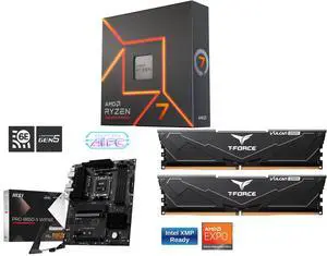 AMD Ryzen 7 7700X - Zen 4 8-Core 4.5 GHz - Socket AM5 - 105W Desktop Processor (100-100000591WOF) MSI PRO B850-S WIFI6E AM5 AMD B850 SATA 6Gb/s 5G Network Wi-Fi6E DDR5 Motherboard Team T-Force Vulcan 32GB (2 x 16GB) 288-Pin PC RAM DDR5 6000 AMD Ryzen 7 7700X - Zen 4 8-Core 4.5 GHz - Socket AM5 - 105W Desktop Processor (100-100000591WOF) MSI PRO B850-S WIFI6E AM5 AMD B850 SATA 6Gb/s 5G Network Wi-Fi6E DDR5 Motherboard Team T-Force Vulcan 32GB (2 x 16GB) 288-Pin PC RAM DDR5 6000