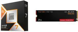 AMD Ryzen 7 9850X3D - Ryzen 7 9000 Series 8-Core 5.6GHz - Socket AM5 120W - AMD Radeon Graphics Desktop Processor - 100-100001973WOF WD_BLACK 2TB SN8100 NVMe SSD Internal Solid State Drive - Gen 5 PCIe 5.0x4, M.2 2280, Seq. Read Speeds Up t AMD Ryzen 7 9850X3D - Ryzen 7 9000 Series 8-Core 5.6GHz - Socket AM5 120W - AMD Radeon Graphics Desktop Processor - 100-100001973WOF WD_BLACK 2TB SN8100 NVMe SSD Internal Solid State Drive - Gen 5 PCIe 5.0x4, M.2 2280, Seq. Read Speeds Up t