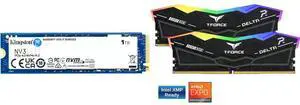 Kingston NV3 M.2 2280 1TB PCIe 4.0 x4 NVMe Internal Solid State Drive (SSD) SNV3S/1000G Up to 6000 MB/s Team Group 16GB (2 x 8GB) 288-Pin PC RAM DDR5 6000 (PC5 48000) Memory Model FF3D516G6000HC38ADC01 Kingston NV3 M.2 2280 1TB PCIe 4.0 x4 NVMe Internal Solid State Drive (SSD) SNV3S/1000G Up to 6000 MB/s Team Group 16GB (2 x 8GB) 288-Pin PC RAM DDR5 6000 (PC5 48000) Memory Model FF3D516G6000HC38ADC01