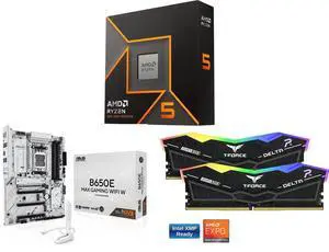 CPU Motherboard Memory Combo - AMD Ryzen 5 9600X Bundle with ASUS B650E MAX GAMING WIFI White and Team Group FF3D516G6000HC38ADC01 CPU Motherboard Memory Combo - AMD Ryzen 5 9600X Bundle with ASUS B650E MAX GAMING WIFI White and Team Group FF3D516G6000HC38ADC01