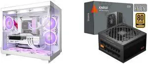 PCCOOLER CPS C3 T500 ARGB PC Case, Dual-Chamber Mid-Tower ATX Case, Desktop Computer Case w/ 6 ARGB Fans Pre-installed w/ Fan Hub, Column-Free Design, Tempered Glass, USB 3.1 Gen 2 Type-C, White and PCCOOLER CPS KN850 Fully Modular Power Supply, 80 PLUS Gold 850W PSU, Native 12V-2x6 Connector, ATX 3.1 & PCIe 5.1 Ready, Dual CPU Power Cables, 105°C Rated Japanese Capacitors, P3-KN850-G1F PCCOOLER CPS C3 T500 ARGB PC Case, Dual-Chamber Mid-Tower ATX Case, Desktop Computer Case w/ 6 ARGB Fans Pre-installed w/ Fan Hub, Column-Free Design, Tempered Glass, USB 3.1 Gen 2 Type-C, White and PCCOOLER CPS KN850 Fully Modular Power Supply, 80 PLUS Gold 850W PSU, Native 12V-2x6 Connector, ATX 3.1 & PCIe 5.1 Ready, Dual CPU Power Cables, 105°C Rated Japanese Capacitors, P3-KN850-G1F