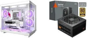 PCCOOLER CPS C3 T500 ARGB PC Case, Dual-Chamber Mid-Tower ATX Case, Desktop Computer Case w/ 6 ARGB Fans Pre-installed w/ Fan Hub, Column-Free Design, Tempered Glass, USB 3.1 Gen 2 Type-C, White and PCCOOLER CPS KN750 Fully Modular Power Supply, 80 PLUS Gold 750W PSU, Native 12V-2x6 Connector, ATX 3.1 & PCIe 5.1 Ready, Dual CPU Power Cables, 105°C Rated Japanese Capacitors, P3-KN750-G1F PCCOOLER CPS C3 T500 ARGB PC Case, Dual-Chamber Mid-Tower ATX Case, Desktop Computer Case w/ 6 ARGB Fans Pre-installed w/ Fan Hub, Column-Free Design, Tempered Glass, USB 3.1 Gen 2 Type-C, White and PCCOOLER CPS KN750 Fully Modular Power Supply, 80 PLUS Gold 750W PSU, Native 12V-2x6 Connector, ATX 3.1 & PCIe 5.1 Ready, Dual CPU Power Cables, 105°C Rated Japanese Capacitors, P3-KN750-G1F