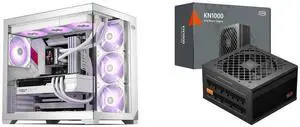 PCCOOLER CPS C3 T700 PC Case, Dual-Chamber Mid-Tower ATX Case, High-Airflow Computer Case, BTF Motherboard Supports, Sturdy Tempered Glass Front & Side Panels, White (Fans Not Included) and PCCOOLER CPS KN1000 Fully Modular Power Supply, 80 PLUS Gold 1000W PSU, Native 12V-2x6 Connector, ATX 3.1 & PCIe 5.1 Ready, Dual CPU Power Cables, 105°C Rated Japanese Capacitors, P3-KN1000-G1F PCCOOLER CPS C3 T700 PC Case, Dual-Chamber Mid-Tower ATX Case, High-Airflow Computer Case, BTF Motherboard Supports, Sturdy Tempered Glass Front & Side Panels, White (Fans Not Included) and PCCOOLER CPS KN1000 Fully Modular Power Supply, 80 PLUS Gold 1000W PSU, Native 12V-2x6 Connector, ATX 3.1 & PCIe 5.1 Ready, Dual CPU Power Cables, 105°C Rated Japanese Capacitors, P3-KN1000-G1F