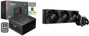 PCCOOLER CPS YN1000 Fully Modular Power Supply, 80 PLUS Gold 1000W PSU, 12V-2x6 Cable, ATX 3.1 & PCIe 5.1 Ready, 105°C Rated Japanese Capacitors, ECO Mode, 135mm FDB Fan, 10 Years Warranty and PCCOOLER CPS DS360Pro Digital AlO CPU Liquid Cooler, 360mm Radiator, 310W TDP, ARGB LEDs & Digital Display, Aluminum Pump Cover, for Intel LGA20XX/1851/1700/1200/115X & AMD AM5/AM4, Black PCCOOLER CPS YN1000 Fully Modular Power Supply, 80 PLUS Gold 1000W PSU, 12V-2x6 Cable, ATX 3.1 & PCIe 5.1 Ready, 105°C Rated Japanese Capacitors, ECO Mode, 135mm FDB Fan, 10 Years Warranty and PCCOOLER CPS DS360Pro Digital AlO CPU Liquid Cooler, 360mm Radiator, 310W TDP, ARGB LEDs & Digital Display, Aluminum Pump Cover, for Intel LGA20XX/1851/1700/1200/115X & AMD AM5/AM4, Black