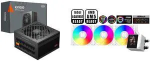 PCCOOLER CPS KN1000 Fully Modular Power Supply, 80 PLUS Gold 1000W PSU, Native 12V-2x6 Connector, ATX 3.1 & PCIe 5.1 Ready, Dual CPU Power Cables, 105°C Rated Japanese Capacitors, P3-KN1000-G1F and PCCOOLER CPS DC360 Pro ARGB Display AIO CPU Liquid Cooler, 360mm Radiator, 310W TDP, Customizable 2.4" IPS LCD Display, Ceramic Bearing, for Intel LGA 1851/1700/1200/115X & AMD AM5/AM4, White PCCOOLER CPS KN1000 Fully Modular Power Supply, 80 PLUS Gold 1000W PSU, Native 12V-2x6 Connector, ATX 3.1 & PCIe 5.1 Ready, Dual CPU Power Cables, 105°C Rated Japanese Capacitors, P3-KN1000-G1F and PCCOOLER CPS DC360 Pro ARGB Display AIO CPU Liquid Cooler, 360mm Radiator, 310W TDP, Customizable 2.4" IPS LCD Display, Ceramic Bearing, for Intel LGA 1851/1700/1200/115X & AMD AM5/AM4, White