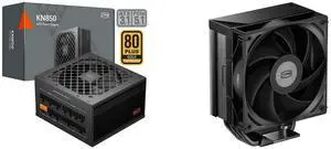 PCCOOLER CPS KN850 Fully Modular Power Supply, 80 PLUS Gold 850W PSU, Native 12V-2x6 Connector, ATX 3.1 & PCIe 5.1 Ready, Dual CPU Power Cables, 105°C Rated Japanese Capacitors, P3-KN850-G1F and PCCOOLER CPS RT500 TC CPU Air Cooler, 5 Direct Contact Heat Pipes, 245W TDP, 152mm Tall, 120mm PWM Slient Fan, for Intel LGA1851/1700/1200/115X & AMD AM5/AM4, Black PCCOOLER CPS KN850 Fully Modular Power Supply, 80 PLUS Gold 850W PSU, Native 12V-2x6 Connector, ATX 3.1 & PCIe 5.1 Ready, Dual CPU Power Cables, 105°C Rated Japanese Capacitors, P3-KN850-G1F and PCCOOLER CPS RT500 TC CPU Air Cooler, 5 Direct Contact Heat Pipes, 245W TDP, 152mm Tall, 120mm PWM Slient Fan, for Intel LGA1851/1700/1200/115X & AMD AM5/AM4, Black