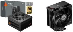 PCCOOLER CPS KN850 Fully Modular Power Supply, 80 PLUS Gold 850W PSU, Native 12V-2x6 Connector, ATX 3.1 & PCIe 5.1 Ready, Dual CPU Power Cables, 105°C Rated Japanese Capacitors, P3-KN850-G1F and PCCOOLER CPS RT500 Digital CPU Air Cooler, 5 Direct Contact Heat Pipes, 245W TDP, Digital Display Top Cover, 152mm Tall, 120mm PWM Slient Fan, for Intel LGA1851/1700/1200/115X & AMD AM5/AM4, Black PCCOOLER CPS KN850 Fully Modular Power Supply, 80 PLUS Gold 850W PSU, Native 12V-2x6 Connector, ATX 3.1 & PCIe 5.1 Ready, Dual CPU Power Cables, 105°C Rated Japanese Capacitors, P3-KN850-G1F and PCCOOLER CPS RT500 Digital CPU Air Cooler, 5 Direct Contact Heat Pipes, 245W TDP, Digital Display Top Cover, 152mm Tall, 120mm PWM Slient Fan, for Intel LGA1851/1700/1200/115X & AMD AM5/AM4, Black