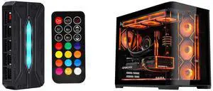 SAMA 20-Port Case Fan Hub with Remote, SATA Power 10-Port 4-Pin PWM Fan Speed and 10-Port 3-Pin ARGB Lighting Controller and SAMA 2851 ATX Mid-Tower PC Gaming Case, High-Airflow, Sturdy Curved Tempered Glass Front, 4 ARGB PWM Fan Pre-installed with Fan Hub, Black SAMA 20-Port Case Fan Hub with Remote, SATA Power 10-Port 4-Pin PWM Fan Speed and 10-Port 3-Pin ARGB Lighting Controller and SAMA 2851 ATX Mid-Tower PC Gaming Case, High-Airflow, Sturdy Curved Tempered Glass Front, 4 ARGB PWM Fan Pre-installed with Fan Hub, Black