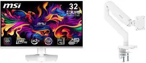 MSI 32" UHD 4K 240Hz AMD FreeSync Premium Pro & G-Sync Compatible 0.03ms HDR400 USB-C white OLED Gaming Computer Monitor with Height Adjustable, Pivot, Swivel & Tilt Stand MPG 321URXW QD-OLED MSI MAG MT201W - Premium Heavy Duty Single Moni MSI 32" UHD 4K 240Hz AMD FreeSync Premium Pro & G-Sync Compatible 0.03ms HDR400 USB-C white OLED Gaming Computer Monitor with Height Adjustable, Pivot, Swivel & Tilt Stand MPG 321URXW QD-OLED MSI MAG MT201W - Premium Heavy Duty Single Moni