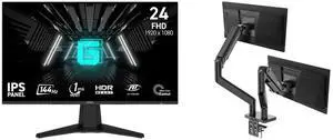 MSI 24" (23.8" viewable) Full HD 144Hz IPS with Adaptive-Sync 1ms HDR Ready Ai Vision Less Blue Light Pro Anti-Flicker Gaming Computer Monitor G242L E14 MSI MAG MT201D - Premium Heavy Duty Dual Monitor Stand Arms, 17-45" Support, VESA Compa MSI 24" (23.8" viewable) Full HD 144Hz IPS with Adaptive-Sync 1ms HDR Ready Ai Vision Less Blue Light Pro Anti-Flicker Gaming Computer Monitor G242L E14 MSI MAG MT201D - Premium Heavy Duty Dual Monitor Stand Arms, 17-45" Support, VESA Compa